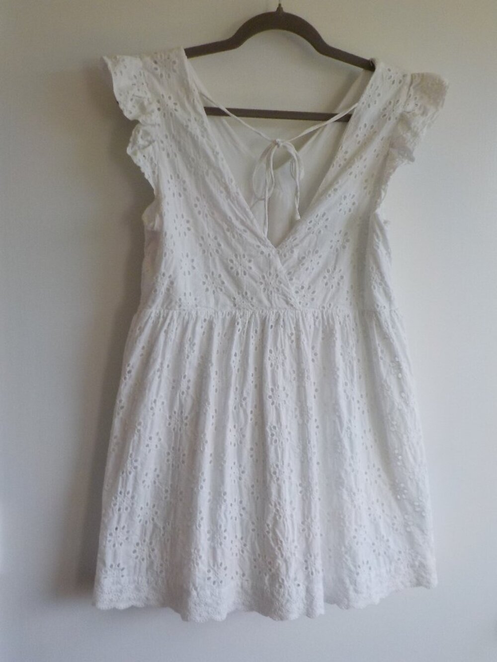 Very J White Eyelet V-Neck Sundress
